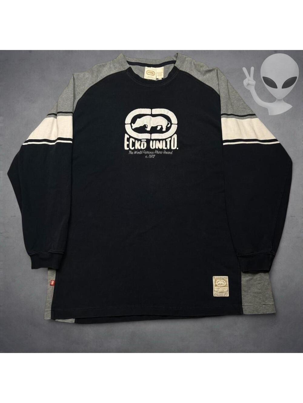 Vintage Ecko Unltd Long Sleeve Shirt Mens 2XL Colorblock Rhino Streetwear Y2K